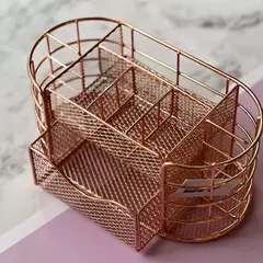 Organizador De Escritorio Metálico Rose Gold - comprar online