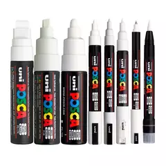 8 Marcadores Posca Blanco Juego De Puntas
