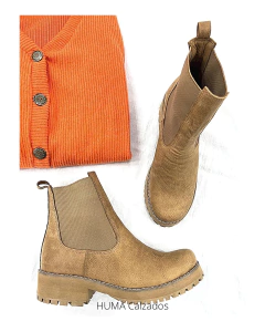 Huma10 Borcego Talles Grandes Cuero opaco Mujer Elásticos SUELA