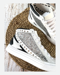 Huma10 Zapatilla Mujer Talles Grandes Blanca Glitter - HUMA Calzados Talles Grandes 