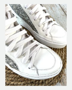 Huma10 Zapatilla Mujer Talles Grandes Blanca Glitter en internet