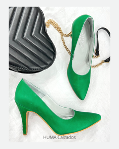 Huma10 Zapatos Stiletto Talles Grandes Gamuza en punta taco 7,5 Verde
