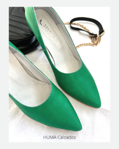 Huma10 Zapatos Stiletto Talles Grandes Gamuza en punta taco 7,5 Verde en internet