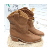 HUMA10 Bota Texana caña corta Suela con costuras en natural