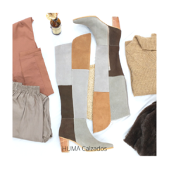 Huma10 Bota Bucanera en Punta Talles Grandes Mujer Cuero Gamuzado Terra GLAM