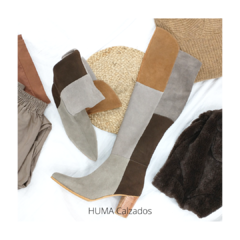 Huma10 Bota Bucanera en Punta Talles Grandes Mujer Cuero Gamuzado Terra GLAM