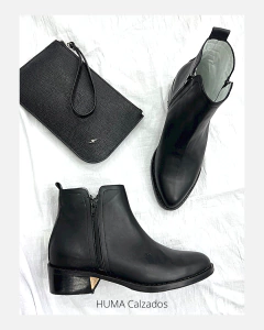 Huma10 Bota CLARA doble cierre Talles Grandes Cuero Negro