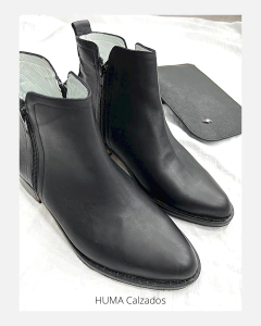 Huma10 Bota CLARA doble cierre Talles Grandes Cuero Negro - tienda online