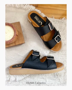 Huma10 Sandalia ANA Talle Grande Negro con hebillas regulables - comprar online