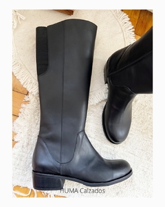 HUMA10 Bota H BAJA caña alta Negra con Elástico