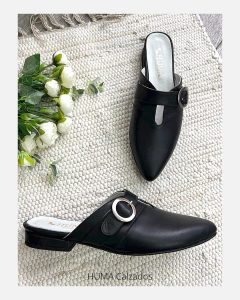 Huma10 Zueco Bajo VICTORIA Talle Grande Negro con HEBILLA