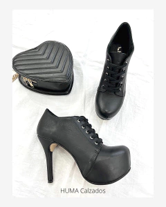 Huma10 Zapatos Stiletto Acordonado Talles Grandes negro - HUMA Calzados Talles Grandes 