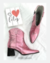 HUMA10 Bota Texana caña corta FILIPA Rosa metalizado