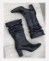 Huma10 Bota ARUBA CUERO LISO en Punta Talles Grandes Mujer Negro