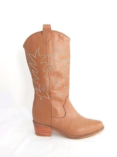 HUMA10 Bota Texana caña alta Suela con costuras en natural en internet
