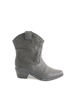 HUMA10 Bota Texana caña corta Negra con costuras en negro en internet
