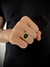 ANEL PEDRA PRETA - 7G - BANHADO A OURO 18K