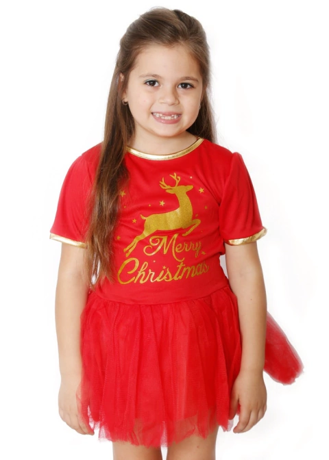 Edición Navidad! Vestido reno glitter dorado con gorro