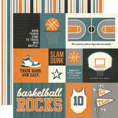 Imagem do Simple Stories - Coleção Basketball - Kit 6 Papéis para Scrapbook + Adesivos