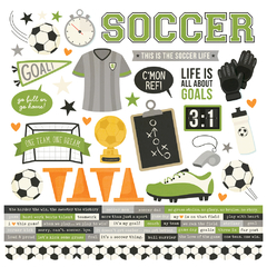 Simple Stories - Coleção Soccer - Kit 6 Papéis para Scrapbook + Adesivos na internet