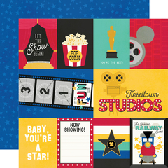 Simple Stories - Coleção Say Cheese Tinseltown - Kit 6 Papéis para Scrapbook + Adesivos