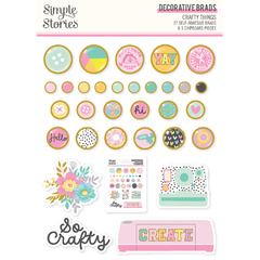 Simple Stories - Coleção Crafty Things - Brads adesivos