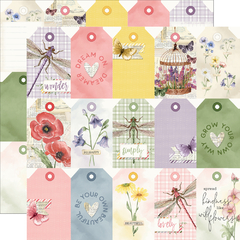 Simple Stories - Coleção Simple Vintage Meadow Flowers - Kit 12 Papéis para Scrapbook + Adesivos - Scrapbook Life - Materiais para Scrapbook