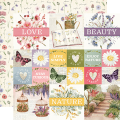 Simple Stories - Coleção Simple Vintage Meadow Flowers - Kit 12 Papéis para Scrapbook + Adesivos
