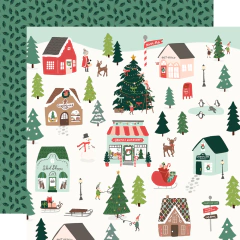 Imagem do Simple Stories - Coleção Santa's Village - Kit 12 Papéis para Scrapbook + Adesivos
