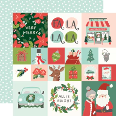 Simple Stories - Coleção Santa's Village - Kit 12 Papéis para Scrapbook + Adesivos