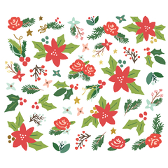 Simple Stories - Coleção Santa's Village - Die cuts Florais - comprar online