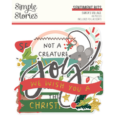 Simple Stories - Coleção Santa's Village - Die cuts Sentiments
