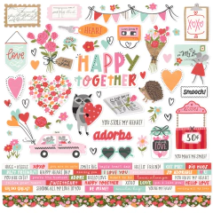 Simple Stories - Coleção Heartstrings - Kit 12 Papéis para Scrapbook + Adesivos - comprar online