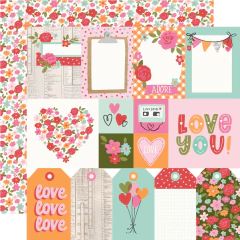 Simple Stories - Coleção Heartstrings - Kit 12 Papéis para Scrapbook + Adesivos