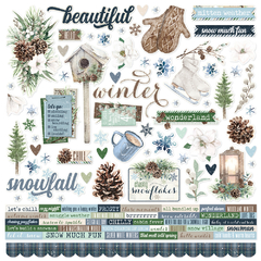 Simple Stories - Coleção Simple Vintage Fresh Snow - Kit 12 Papéis para Scrapbook + Adesivos - comprar online