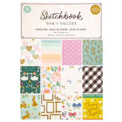 Bea Valint Design - Coleção Sketchbook - Bloco de Papéis para Scrapbook 15x20 cm (6x8 polegadas) 36 folhas na internet