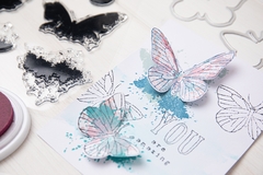 Sizzix + 49 and Market - Facas de Corte + Carimbos Painted Pencil Butterflies