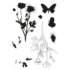 Sizzix + 49 and Market - Facas de Corte + Carimbos Painted Pencil Botanical na internet