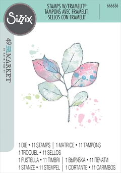 Sizzix + 49 and Market - Facas de Corte + Carimbos Painted Pencil Leaves
