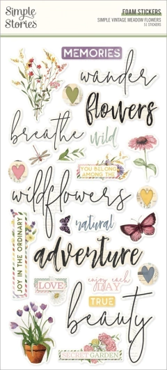 Simple Stories - Coleção Simple Vintage Meadow Flowers - Adesivos foam