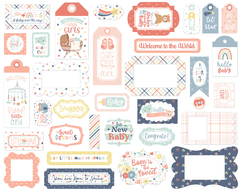 Echo Park - Coleção Baby on Board Girl - Die cuts Frames & Tags - Scrapbook Life - Materiais para Scrapbook