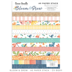 Cocoa Vanilla - Coleção Bloom & Grow - Kit 32 Papéis para Scrapbook tamanho 15x21 cm