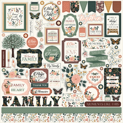 Echo Park - Coleção Family - Kit 12 Papéis para Scrapbook + Adesivos - comprar online