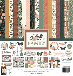 Echo Park - Coleção Family - Kit 12 Papéis para Scrapbook + Adesivos