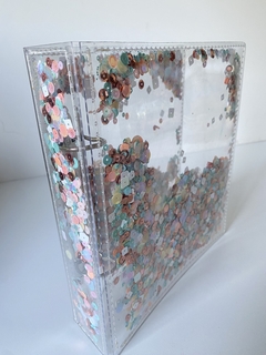 ÁLBUM NACIONAL SHAKER ORIGINAL GI DEMELLO tamanho 21 x 23 cm - Tons menta, branco e rose gold - Scrapbook Life - Materiais para Scrapbook