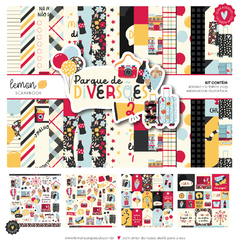 Lemon Scrapbook - Coleção Parque de Diversões 2 - Kit 12 papeis para Scrapbook + Adesivos