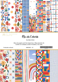 My Memories Crafts - Coleção Meu Dia Colorido - Bloco de Papéis para Scrapbook A4 - comprar online