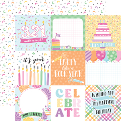 Echo Park Paper - Coleção Make A Wish Birthday Girl - Kit 12 Papéis para Scrapbook + Adesivos - Scrapbook Life - Materiais para Scrapbook