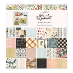 Maggie Holmes Design - Coleção Forever Fields - Bloco de Papéis para Scrapbook 30,5x30,5 cm (12x12 polegadas) - 48 folhas