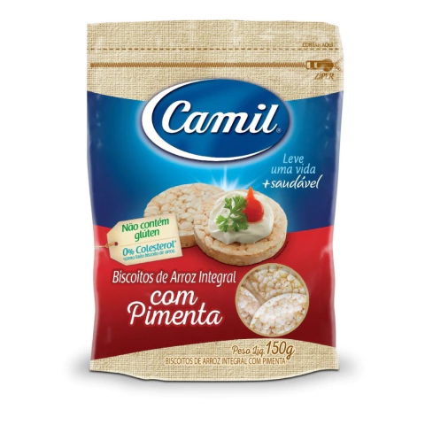 BISCOITO DE ARROZ INTEGRAL COM PIMENTA 150G - CAMIL